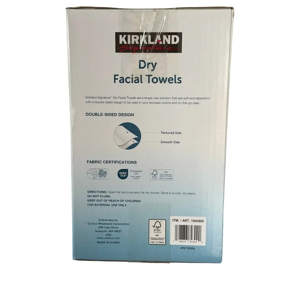 Kirkland Signature Daily Dry Facial Towels, 150-Count, Extra Soft Disposable